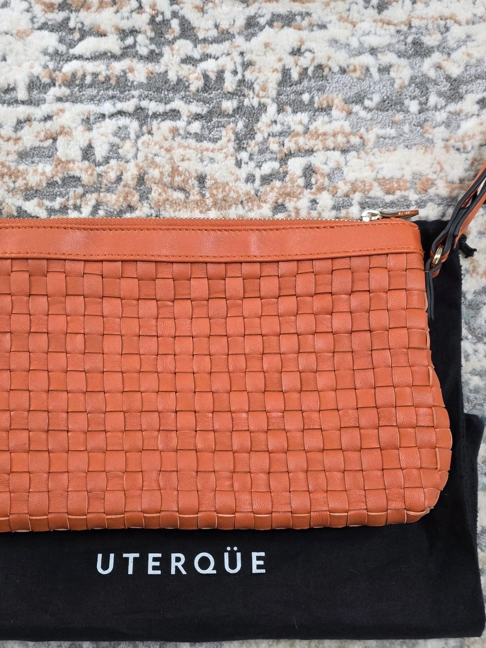 Uterqüe Woven Leather Clutch in Burnt Orange - Picture 2 of 7